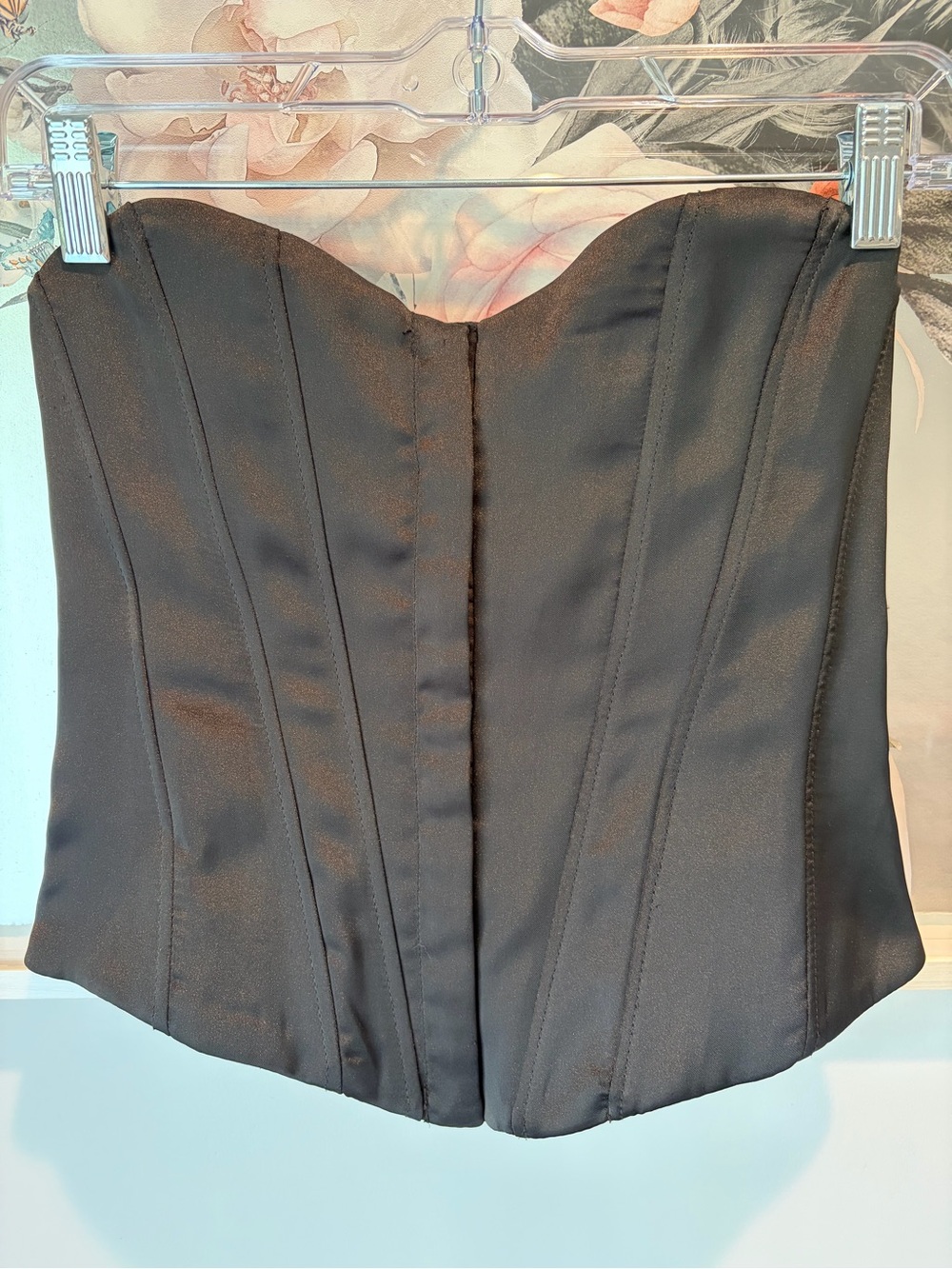 ZARA Black Satin Effect Corset Top With Sweetheart Neckline Size XS - Picture 8 of 10